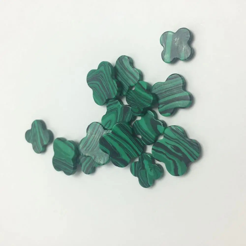 

Wholesale Flat Four Leaf Clover Synthetic Malachite Stone Cabochons CABs Jewelry 10/12/14/16/18mm Cabochon DIY Crafts Undrilled