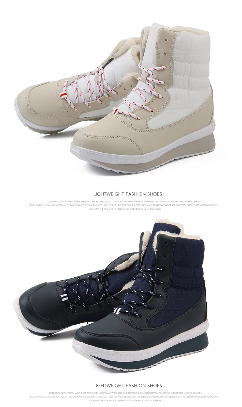 SARAIRIS Winter Waterproof Snow Boots Woman Add Fur Warm Ladies Shoes Woman Fashion Thick Heels Lace Up Boots Female Size 35-42