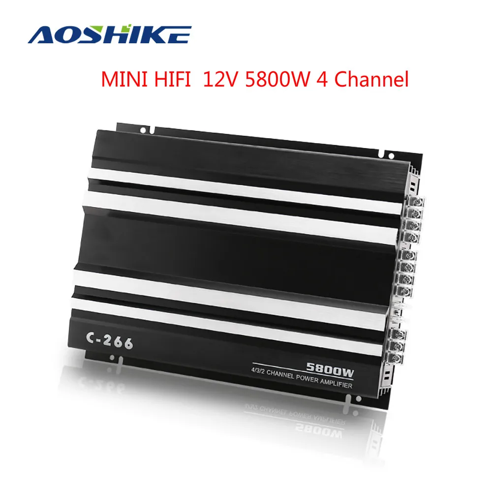 AOSHIKE мини HIFI автомобильный усилитель 12 В 5800 Вт алюминиевый сплав мощный аудио