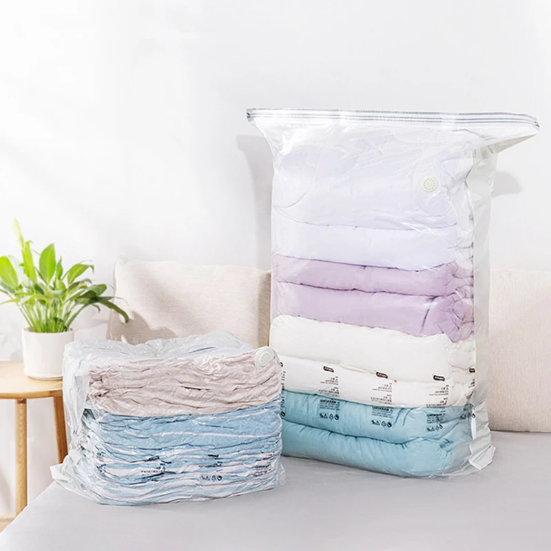 Вместительная домашняя вакуумная сумка для одежды одеяло прозрачное с клапаном