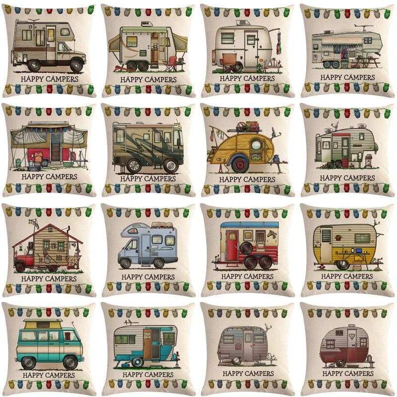 1 шт. с изображением машинок и автобусов шаблон хлопок льняная Подушка покрытие