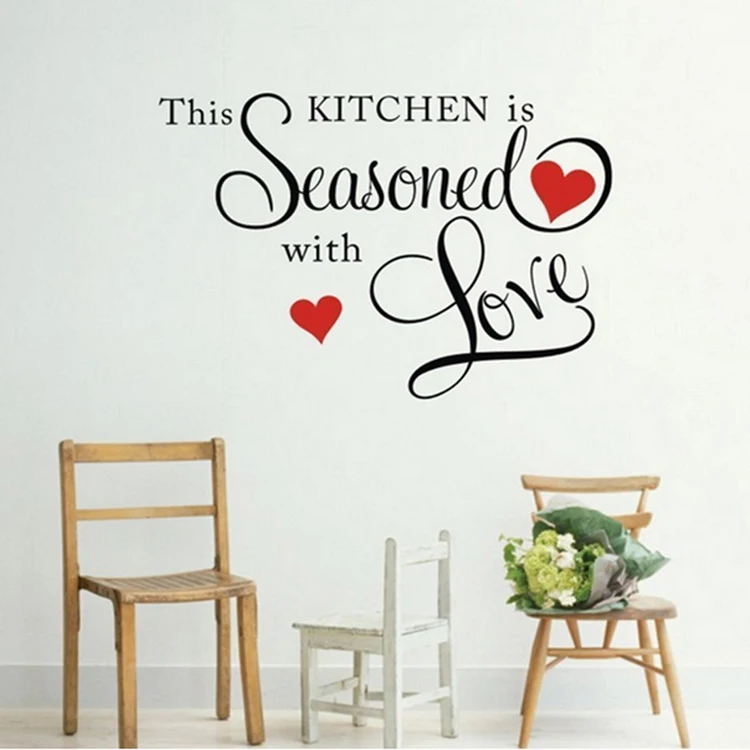 Эта кухня приправлена с красной любовью настенные художественные наклейки
