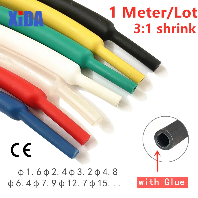 Термоусадочная трубка с двойными стенками толщина клея соотношение 3:1 6 4/7 9/9 5/12 7/15