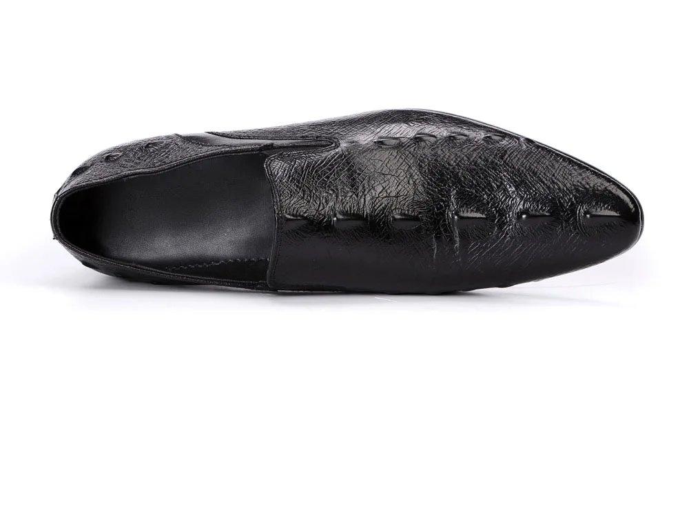 

QYFCIOUFU Pointed Toe Mens Formal Shoes Genuine Leather Oxford Shoes For Men 2019 Dress Shoes Crocodile Pattern Wedding Shoes