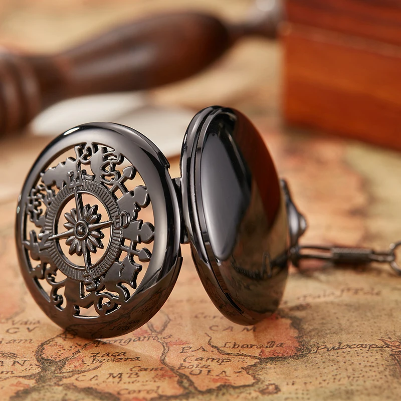 Винтажные кварцевые карманные часы в старинном стиле черный брелок цепочка