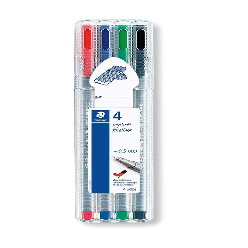 Ручки Staedtler 334 Triplus Fineliner Superfine 0 3 мм разные цвета упаковка из 4 шт.