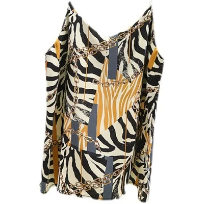

2021 Summer Vintage Silk Satin Tank Top Women Printed Soft Summer Chic Design Halter Vest Bottom Base Wear Femme Camisole S 2XL