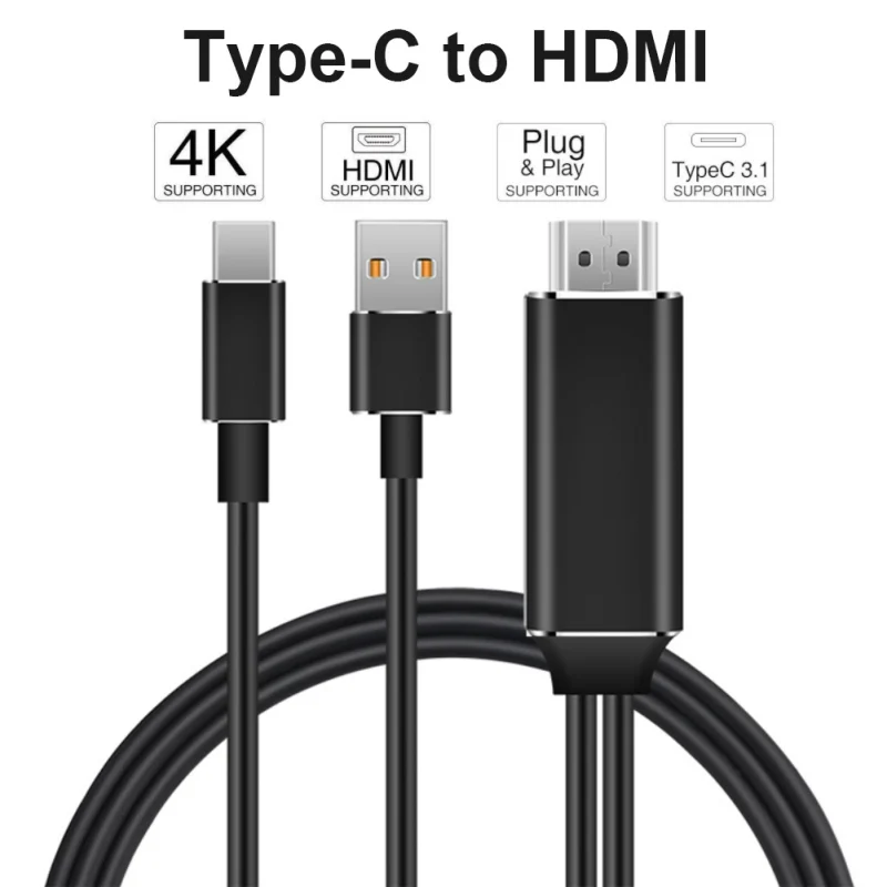 4K HD Clear Type C к HDMI кабель USB зарядное устройство преобразователь сигнала HDTV AV ТВ