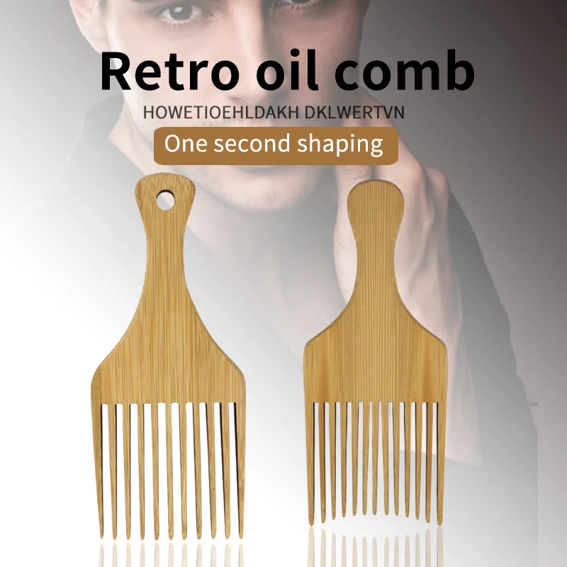 

Wooden Bamboo Afro Comb Hair Pick Fork Comb For Men & Women