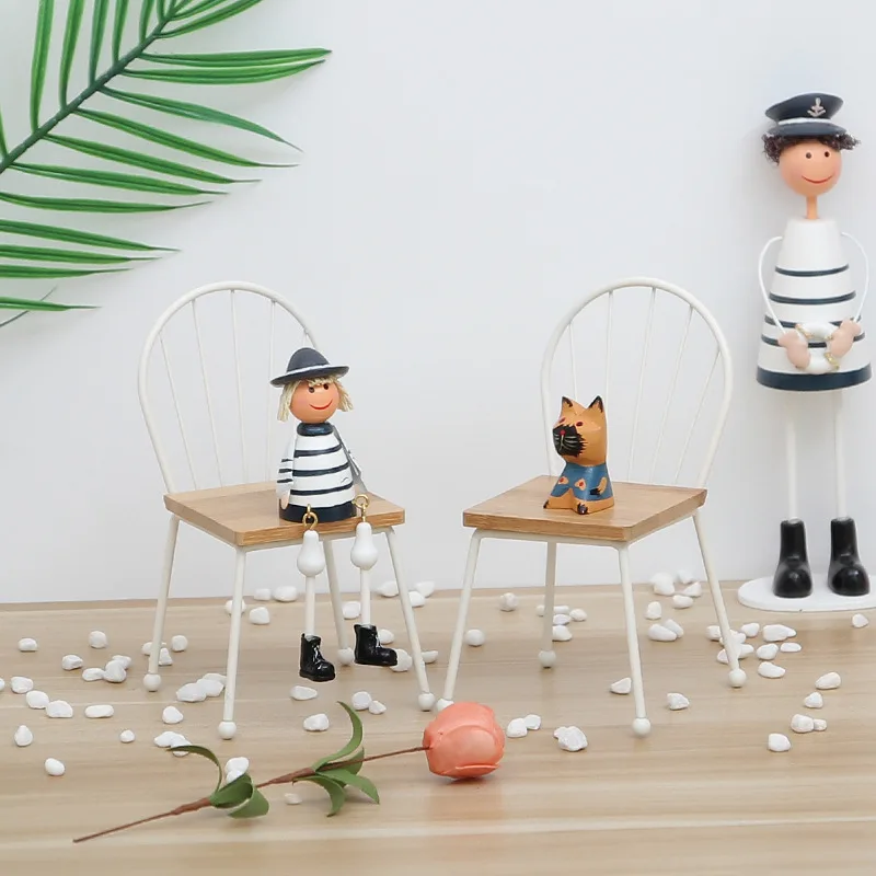 Маленький стул из цельного дерева мягкая мебель для украшения реквизит