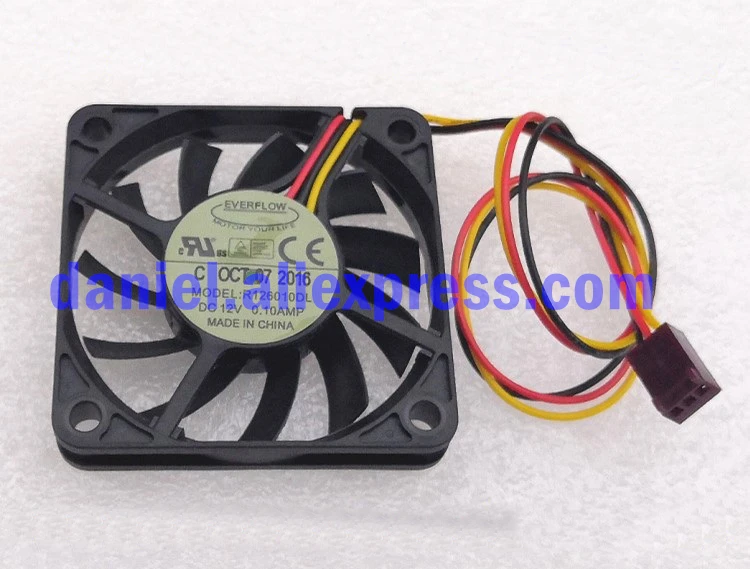Оригинальный everflow r126010bh 12V 0.20a 6010 3-проводной шариковый скоростной вентилятор с