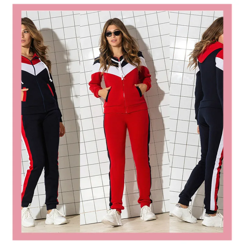 Женская одежда 2020 розовый спортивный костюм в полоску свитшот укороченный топ на
