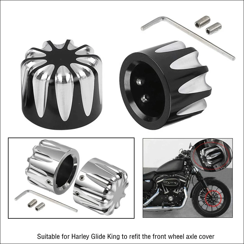 Cubiertas de tuerca de eje delantero CNC para motocicleta, aleación de aluminio, 2 piezas, Perno para Harley Dyna Street Touring Softail FLHT XL1200X XG Fat Bob