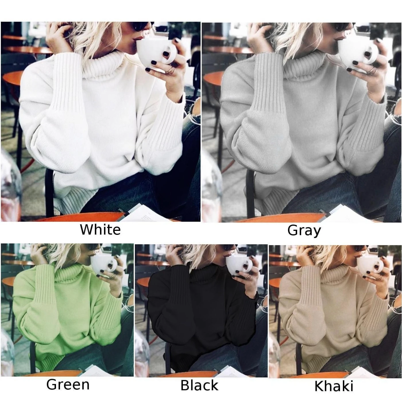 Womens Tops Ladies Sweater Long Sleeve Jumper Fashion Baggy Outwear Solid Turtle Neck Coat | Женская одежда