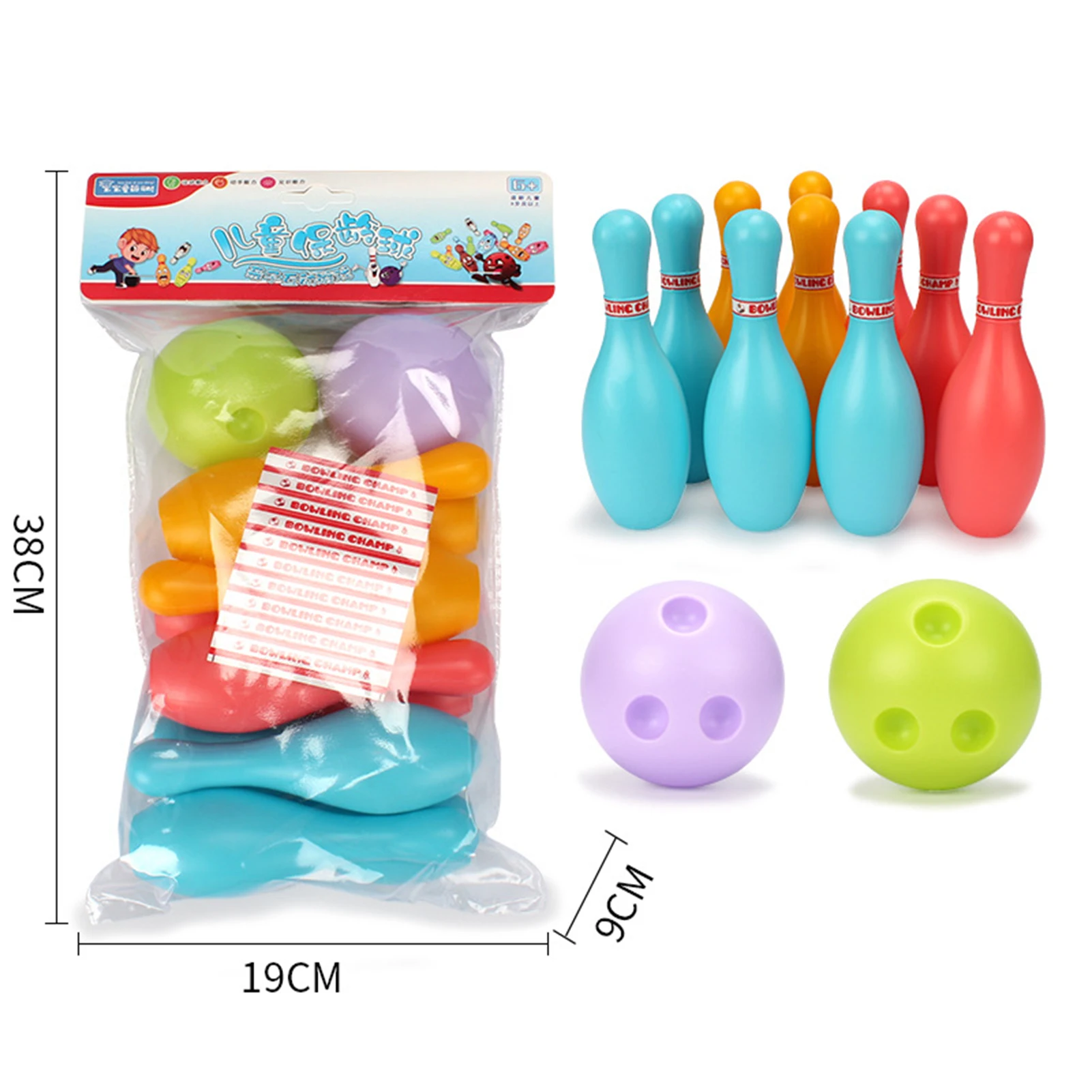 10 контактов и 2 шара детский спортивный набор игрушек для боулинга красочный