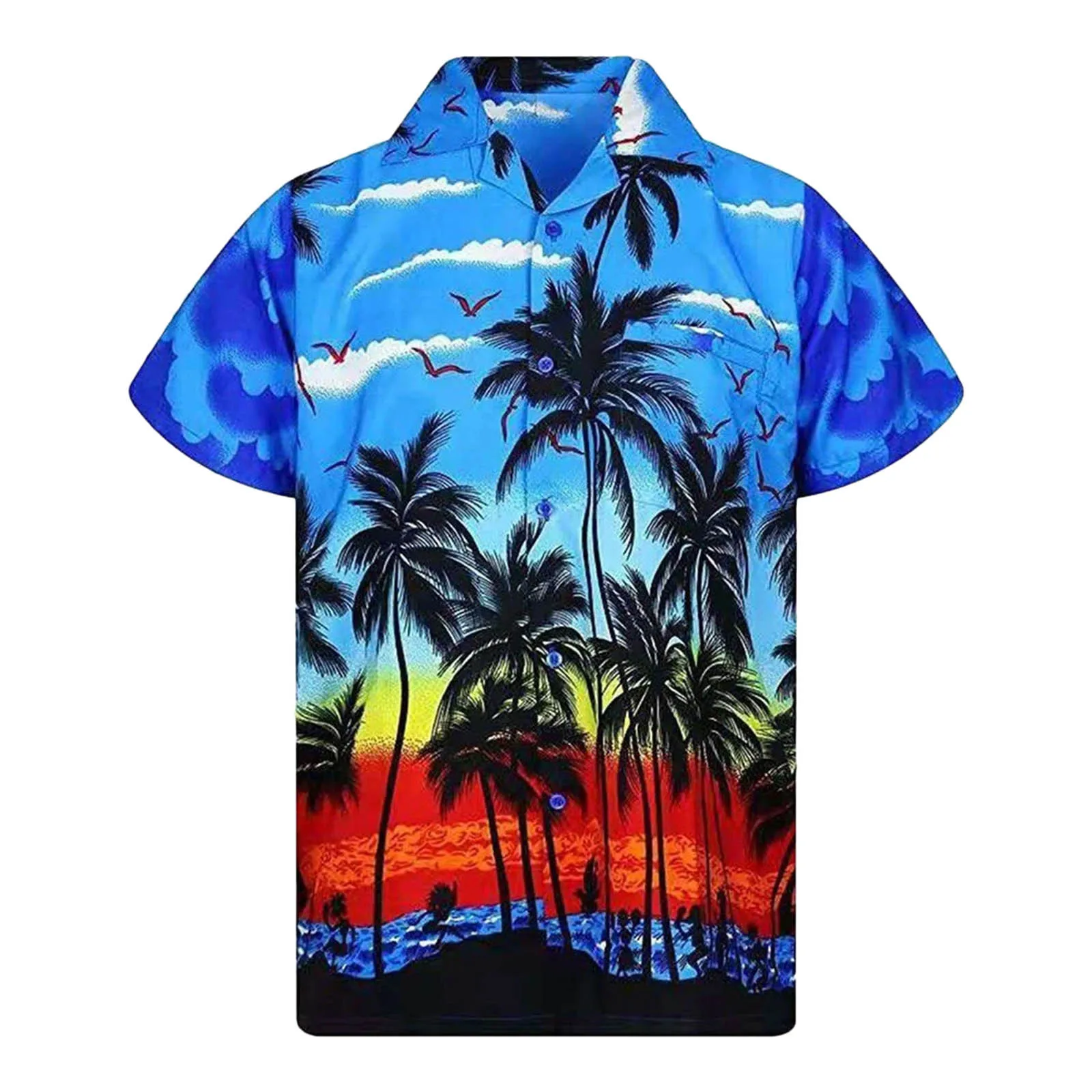 Гавайская рубашка мужская с принтом модная повседневная Пляжная быстросохнущая