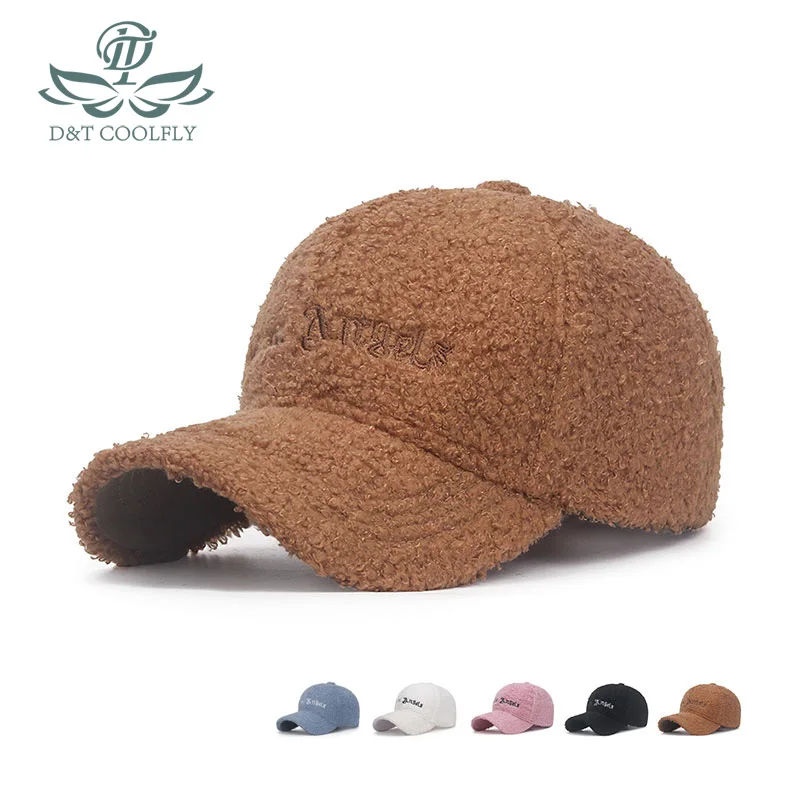 

D&T 2022 New Fashion Fluffy Baseball Cap Men's Knitted Warm Winter Pure Color Casual Elegant Messy Korean Letter Hairy Fluff Hat