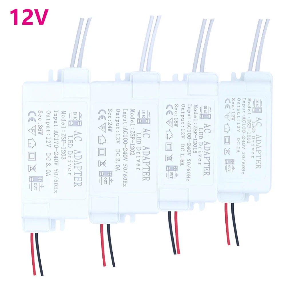 DC12V светодиодный драйвер 12 Вт 24 Вт 36 Вт 48 Вт 60 Вт 220 В до 12 В освещения Transfor Питание постоянного источника Светодиодный драйвер для светодиодный полосы - изображение