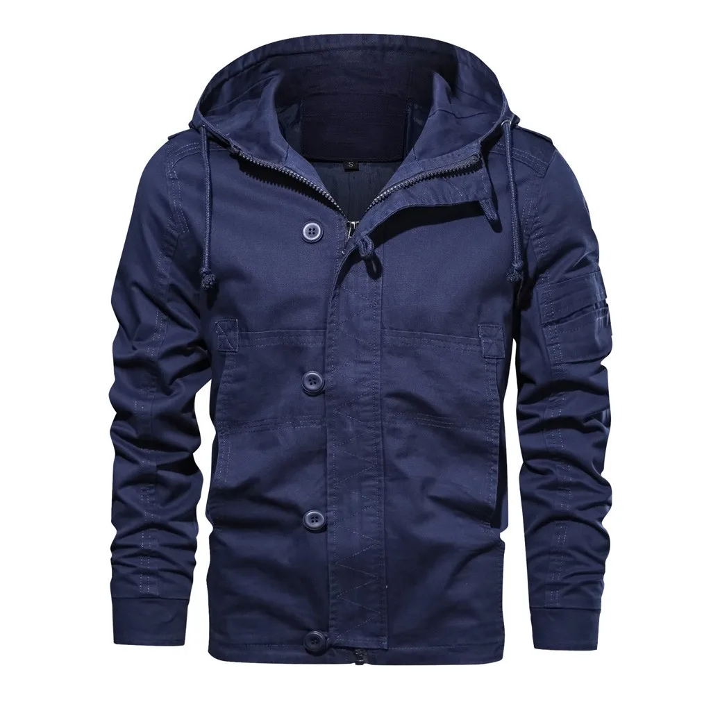Мужская верхняя одежда на осень и зиму однотонная толстовка с капюшоном дышащая
