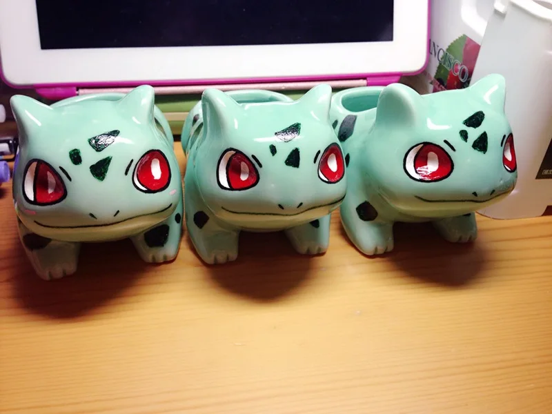Большой 13 см x 7,5 см Kawaii керамический цветочный горшок Bulbasaur суккулентный горшок милые зеленые растения цветочный горшок с отверстием для дропшиппинг