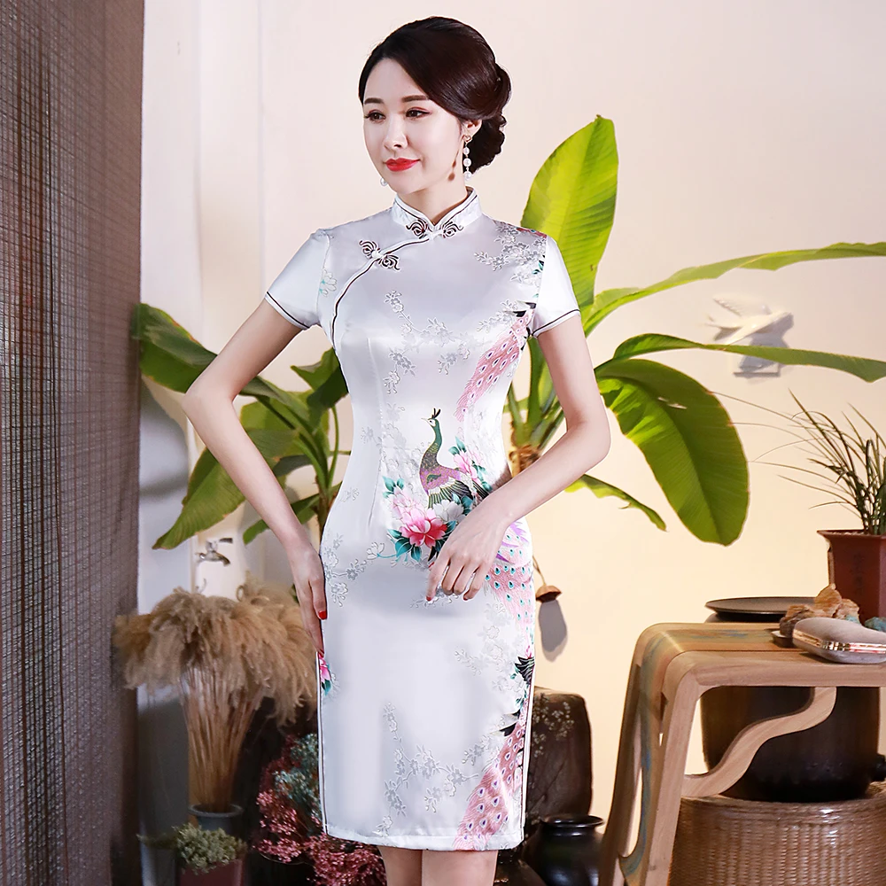 Китайский женский сексуальный тонкий Qipao летние шорты с длинными рукавами