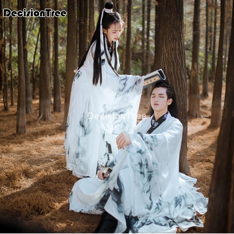 2021 китайская hanfu Мужская и женская древняя традиционная вышивка фиолетовая синяя