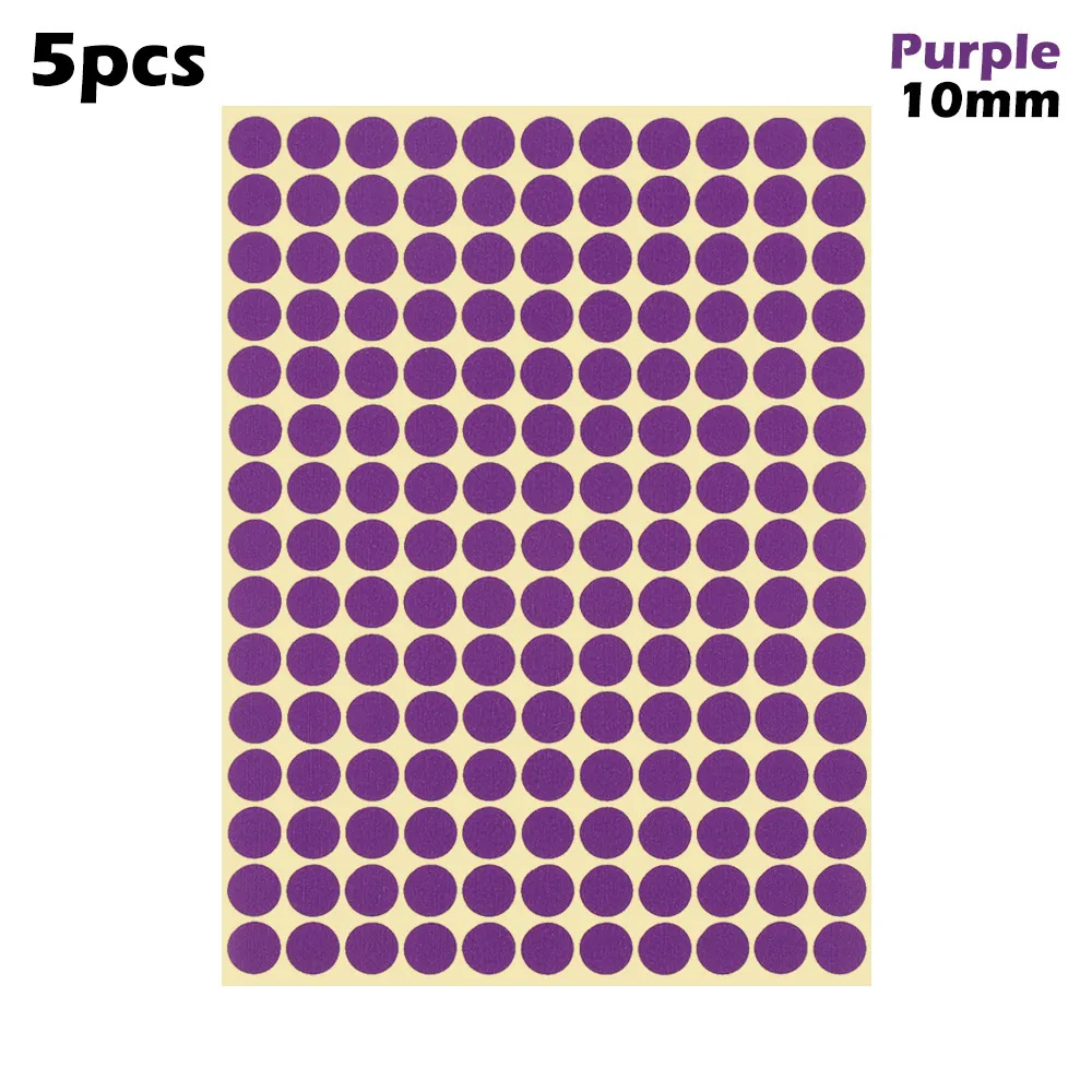 10mm-purple 5 листов 10 мм/19 мм Цветные точечные наклейки круглые точечные круги уплотнительная бумага клеящиеся этикетки Упаковка Этикетки вечерние украшения - Цвет: 10mm-purple
