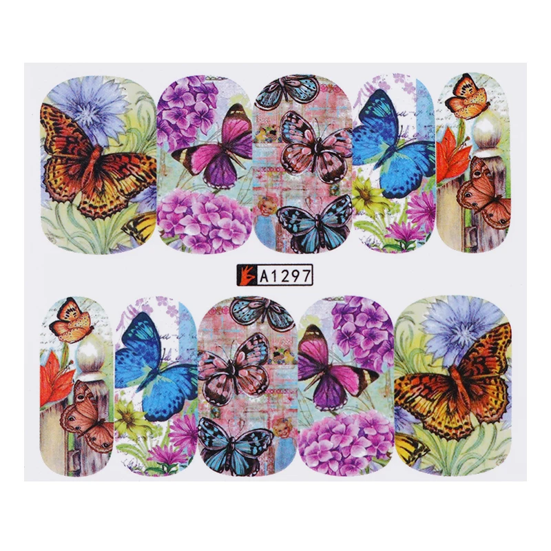 12 узоров большой лист воды Наклейка Бабочка Смешанные узоры красочные