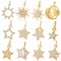 star sun pendant charms for earrings necklace making supplies accessories gold polaris diy jewelry charms metal copper cz zircon
