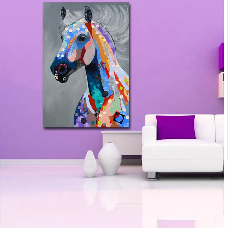 OUCAG Graffiti Art Animal Canvas Painting Horse Giraffe Poster and Prints Decorative Picture Graphic Artwork for Bedding Room | Дом и сад
