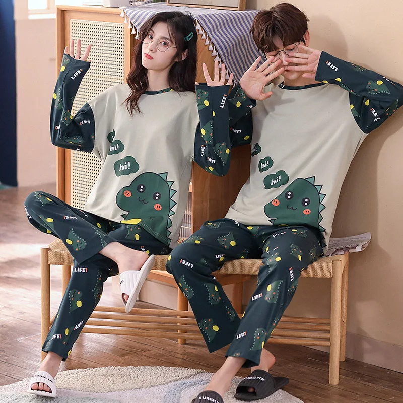 Пижама женская/Мужская хлопковая с длинным рукавом на осень/зиму | Мужская одежда