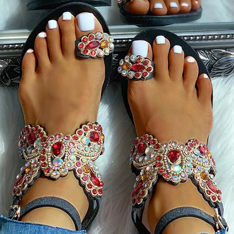 

Hot selling fashion diamond inlaid Rhinestone women's large sandals
