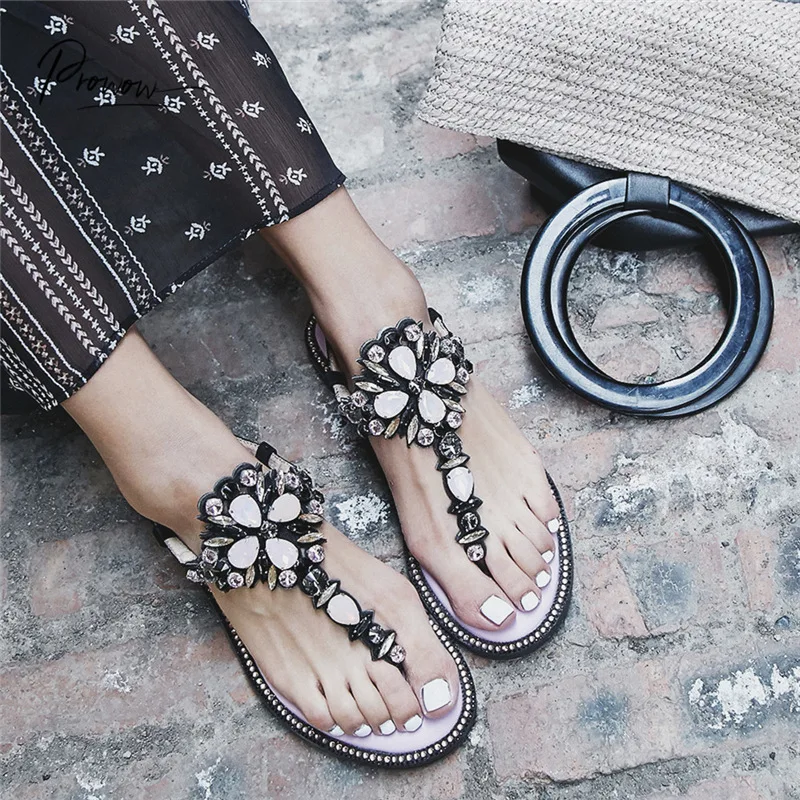 

Prowow New Fashion Style Black Red Women Summer Gladiator Sandals Crystal Buckle Strap Women Beach Sandals Casual Shoes Woman