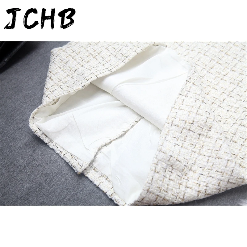 

winter autumn 2021 women elegant tweed midi dresses celebrity lurex beading long sleeve o-neck plaid knitted weave dress y727