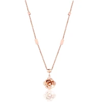 Hot Classic Beautiful Bloom Flower Pendant Necklace Top Quality Stainless Steel Rose Gold Color Brand Necklace Jewelry For Women