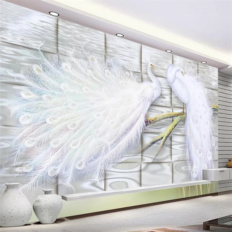 Wellyu на заказ Большая фреска модные украшения дома пара Павлин нефрит резьба