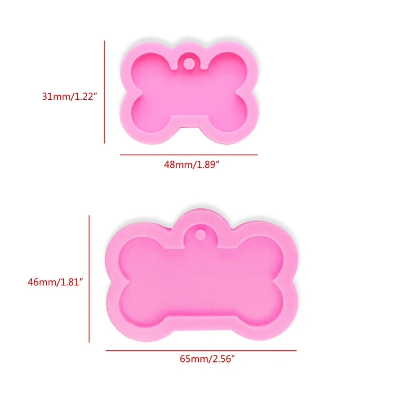 

2 Sizes Silicone Bone Shape Pendant Resin Mold DIY Dog Tag Keychain Resin Molds XX9C
