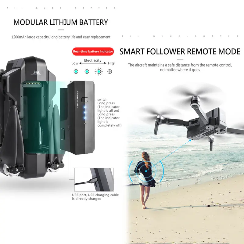 Квадрокоптер SJRC F11 PRO дрон с GPS радиоуправляемый камерой 1080P/2K HD Wi-Fi время в