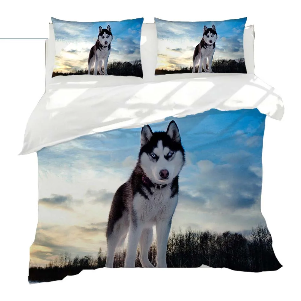 Siberian husky 3d печать постельных принадлежностей плед королевского размера Чехлы для