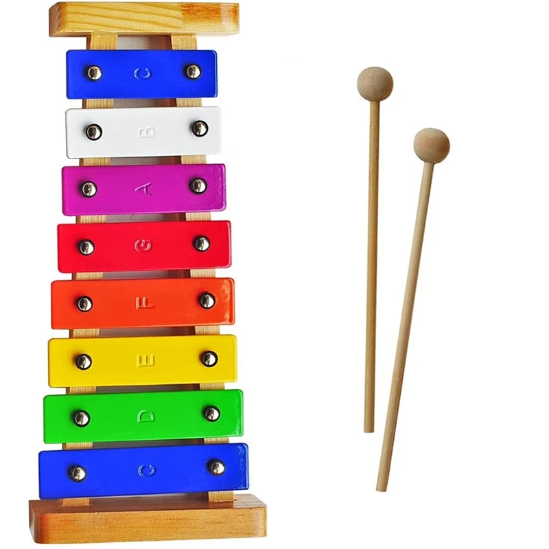 

Деревянный ксилофон для детей, 8 заметок/клавиш, цветной Металлический Брусок, музыкальный инструмент для девочек и мальчиков, подарок для д...