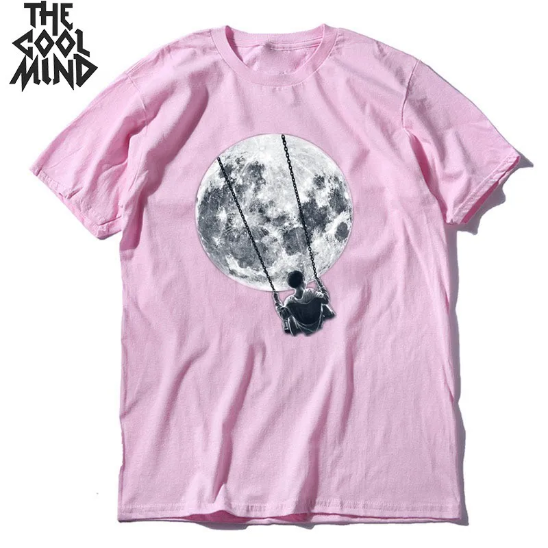 mo0155CM-PINK COOLMIND хлопковая крутая забавная Мужская футболка с коротким рукавом, Повседневная летняя свободная Мужская футболка, крутая футболка с круглым вырезом, мужские футболки - Цвет: mo0155CM-PINK
