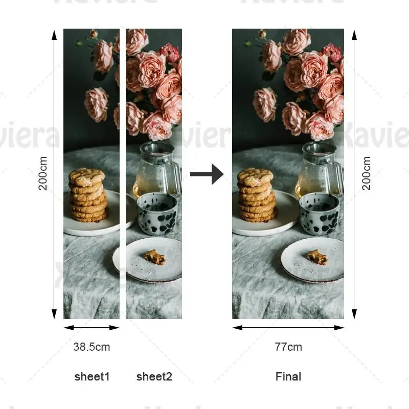 

Modern Art Western Dessert Stickers Restaurant Cafe Door Decoration 3D Self-Adhesive Refrigerator Wallpaper Package Door Sticker
