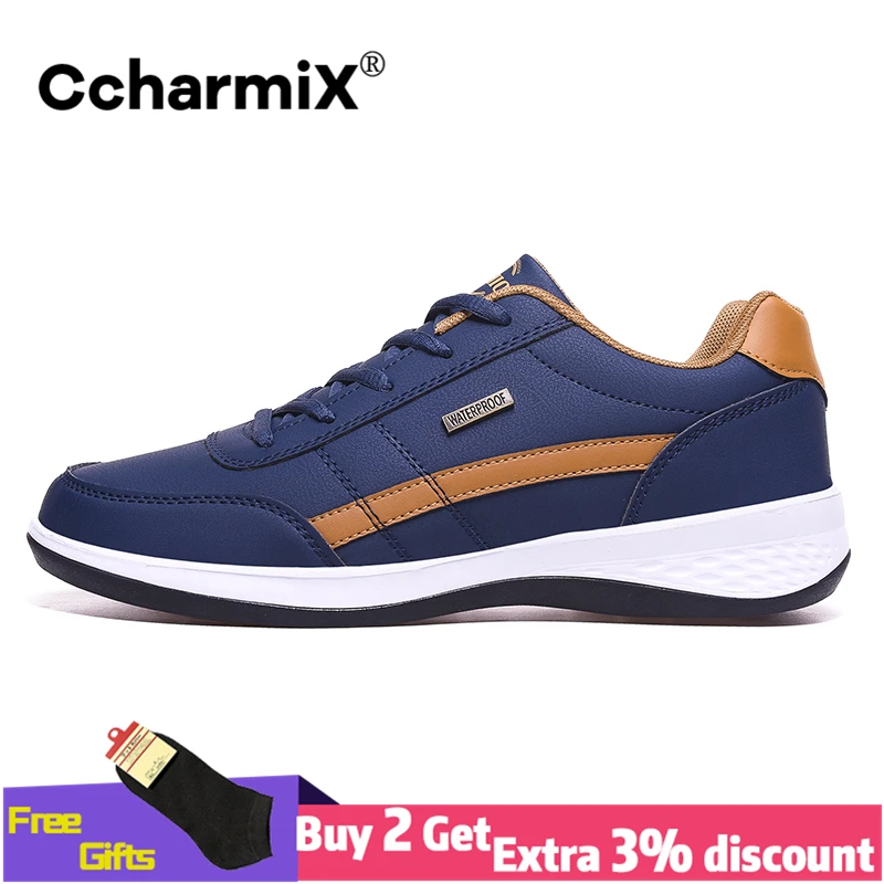 Мужские кожаные кроссовки Вулканизированная подошва мягкая резиновая