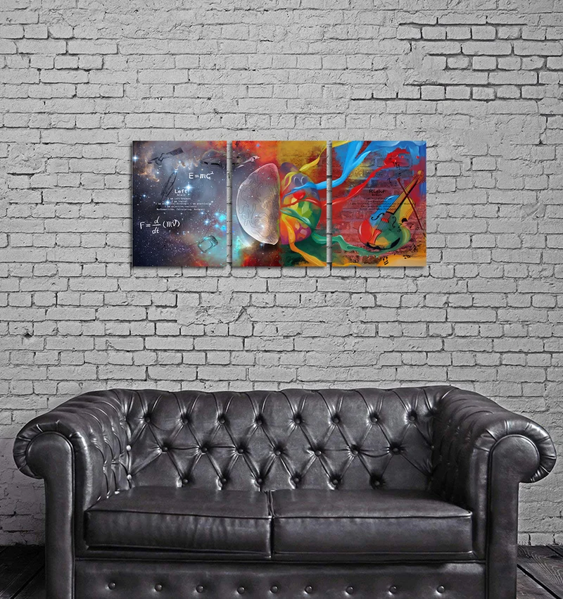 

Abstract Canvas Painting Colorful Brain Wall Art Poster 3 Pieces Left and Right Brain Print Home Decor Modern Picture