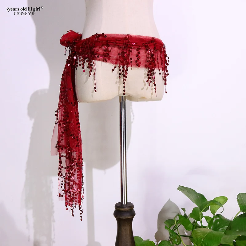 Шарф с бахромой и блестками для танца живота