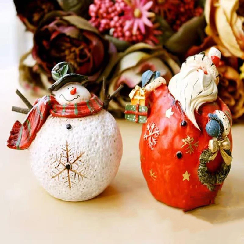 

Рождественское украшение из смолы, Санта-Клаус, снеговик, украшение с ручной росписью, цветной праздничный Настольный Декор TA, 2 шт.