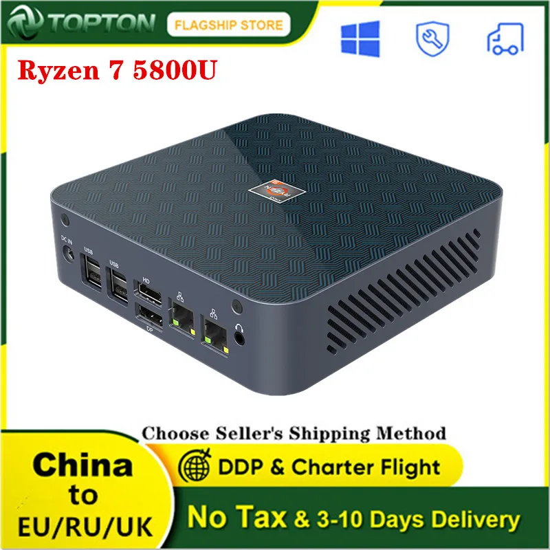 Новый мини-ПК AMD Ryzen R7 5800U Windows 11/10 TPM2.0 Dual LAN NVMe SSD Vega Графический игровой ПК HD DP Type-C WiFi