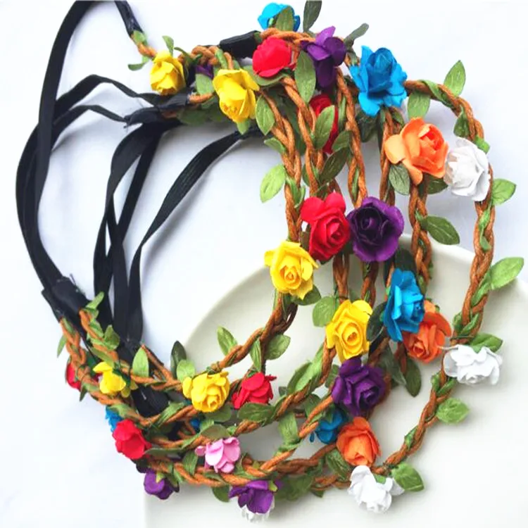 

2020 New Handmade Floral Crown Fashion Flower Headband For Beautiful Girls Garland Wedding Party Stylish Headpiece Headwear