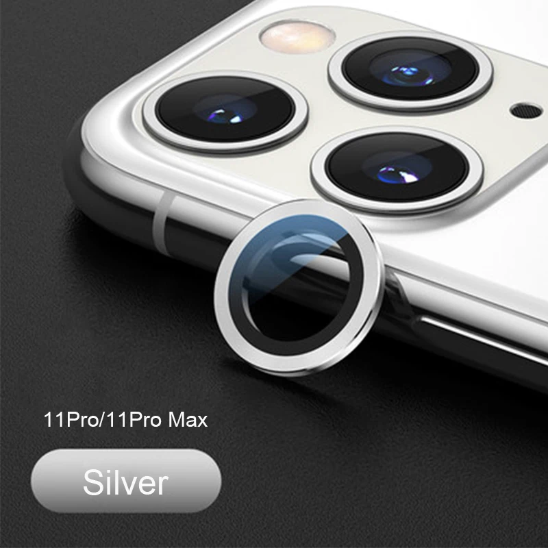 Серебристый Защитный чехол для камеры для iPhone 11 Pro Max 11Pro 11, чехол, стекло+ металлический задний объектив, защитное кольцо для экрана, крышка для iPhone11 11Pro - Цвет: Серебристый
