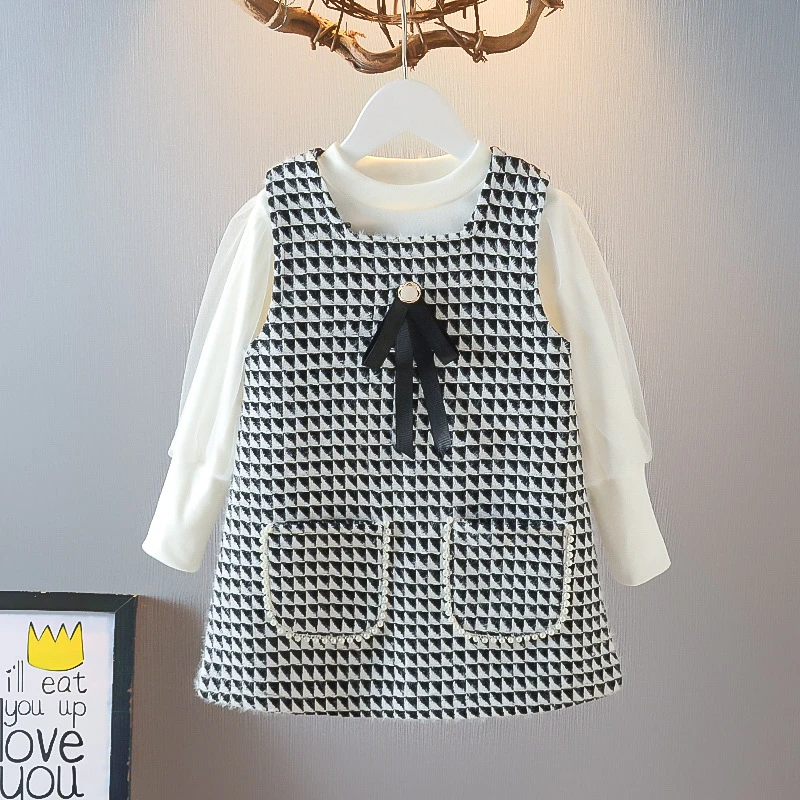 2 шт. клетчатое платье с длинным рукавом вечерние осень/зиму | Детская одежда и